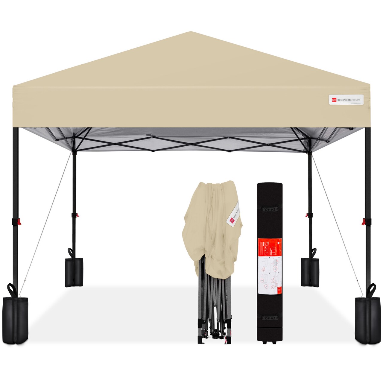 Best Choice Products 8x8ft Easy Setup Pop Up Canopy w/ 1-Button Setup, Wheeled Case, 4 Weight Bags
